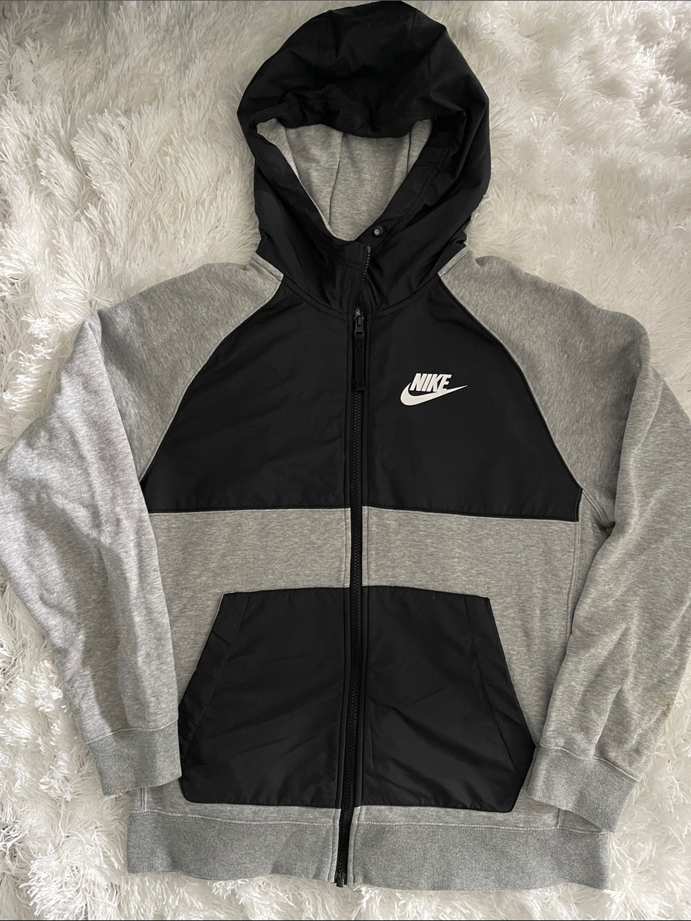 Nike Black and Gray Men’s Hooded Zip-Up Jacket